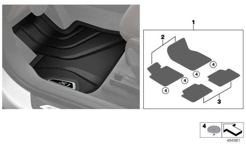 BMW Grindų Kilimėliai 07149166609 Originalus 51472406753