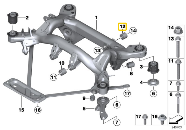 BMW Gumos Atrinis Tvirtinimas 1 E82 3 E90 E92 E93 Originalus 33312283384