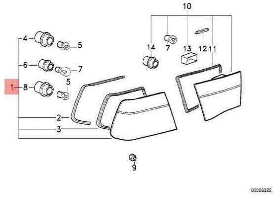 BMW Heckleuchte Seitenwand links 8 E31 63218354269 Originalus