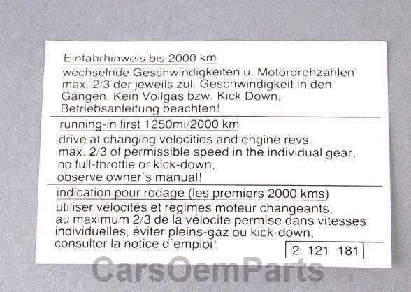 Bmw Hinweisschild Einfahrvorschr E21 E30 E36 Originalus 51142121181