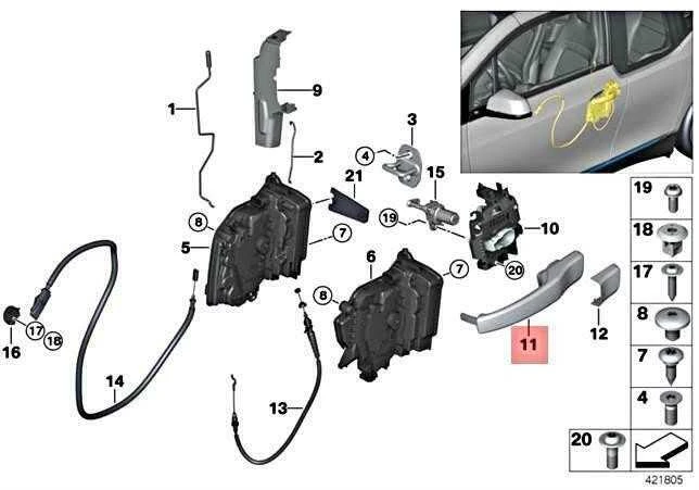 BMW I I3 I3s I01 i3 120Ah rankenos laikiklis kairėje Pirminis dengtas originalus 51217379771