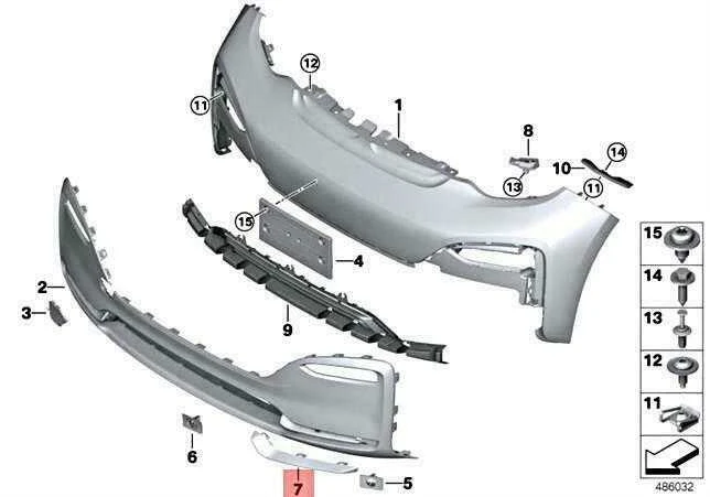 BMW I I3s I01 i3s 120Ah Rex 94Ah Apdailos bamperis Mėlynas Priekinis dešinysis 51117491120