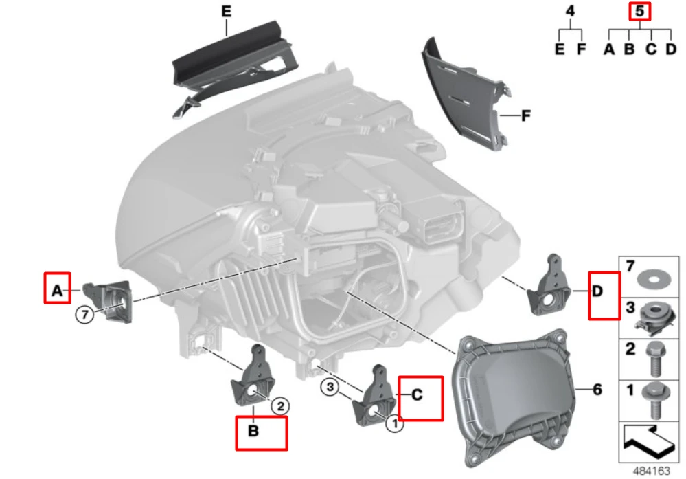 BMW I01 PRIEKINIŲ ŽIBINTŲ LAIKIKLIŲ RINKINYS ORIGINALUS 63117367757