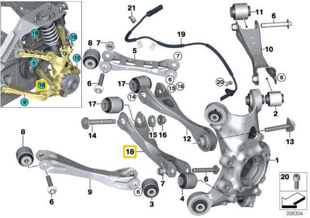 Bmw I3 I01 Dešinysis Galinis Valdymo Svirtys Originalus 33306867884