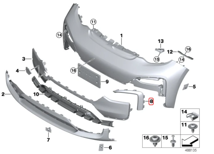 BMW i3 I01 Originalus kairysis priekinis bamperio apdailos elementas 51117462299 7462299