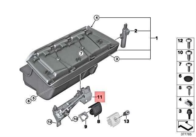 BMW i3 I01 Pirštinių dėtuvės užrakto mechanizmas Originalus 51169302869