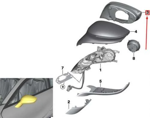 BMW I8 I12 priekinio dešinės pusės durelių veidrodėlio atraminis žiedas Originalus 51167393262