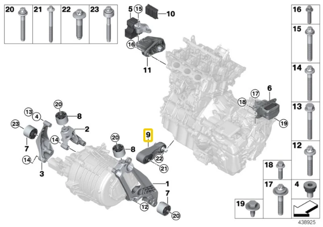 BMW i8 I12 variklio laikiklio laikiklis Originalus 22116856295