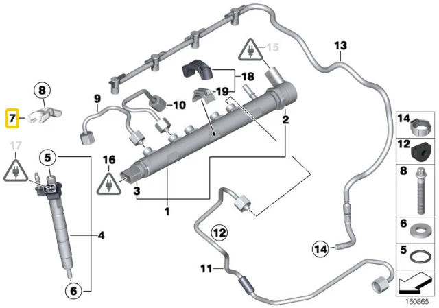 BMW Injectorio Įsotis Žnyplės 1 E81 E87 E90 F20 F30 Originalus 13538578607