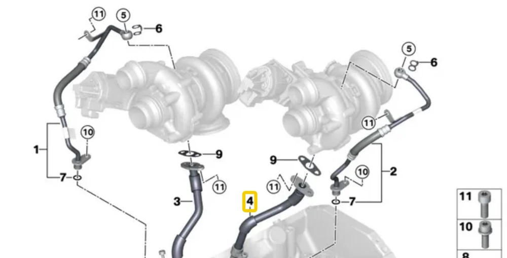BMW Išmetimo Turbopompavimo Alynas Originalus 11429453879