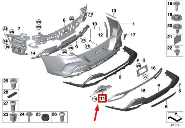 BMW Išmetimo Vamzdis Dešinysis 8 G14 G15 Originalus 51128093898