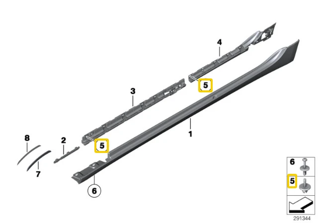 BMW Išorinis Trim Rocker Molding Rivet Originalus 07147213303