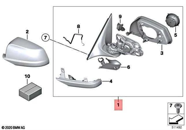 BMW Išorinis Veidrodis Kairysis Šildomas 5 F07 GT 530d 51167283667 Originalus
