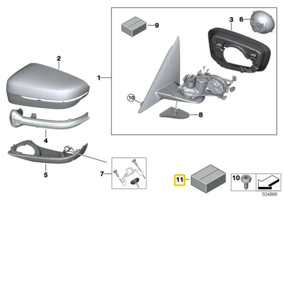 BMW Išorinis Veidrodis Remonto Komplektas 5 G30 7 G11 Originalus 51167460316