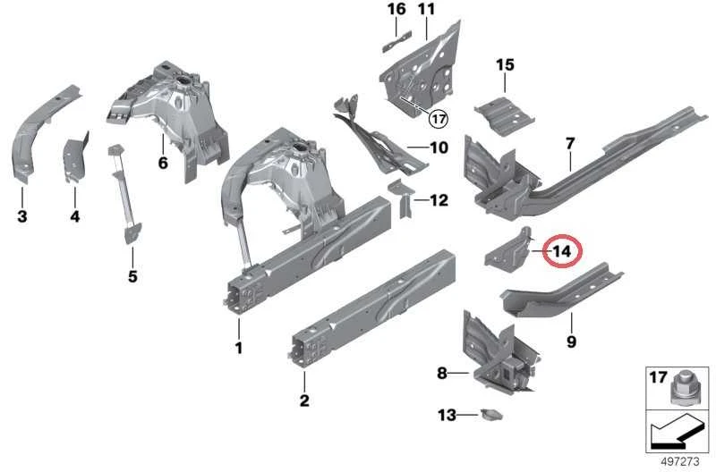 BMW Jungtis Variklio Atrama Viduje Kaireje 3 G20 G21 X3 G01 Originalus 41118498935