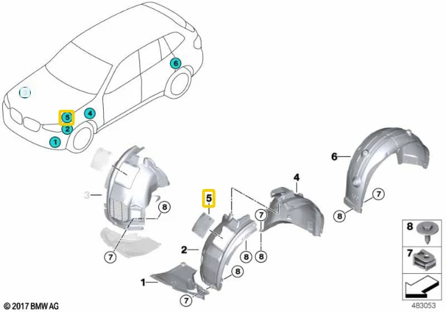BMW juodos spalvos kairysis dangtelis lemputės keitimui 51717394829 originalus