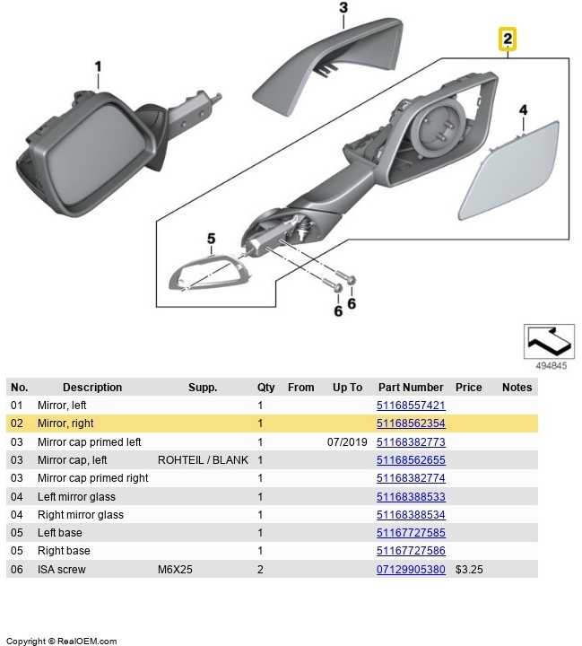 BMW K48 K61 0F53 0F12 veidrodėlis dešinėje 51168562354 originalus
