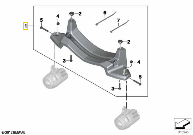 BMW K50 LED papildomų žibintų laikikliai originalūs 77511542180