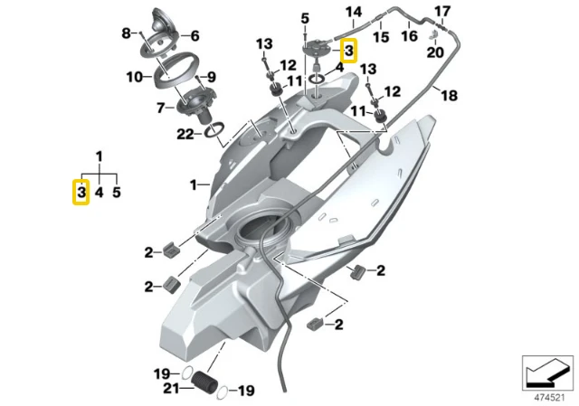 BMW K70 F700GS K71 F800GS Degalų Bakelio Saugos Ventilis Originalus 16117691397