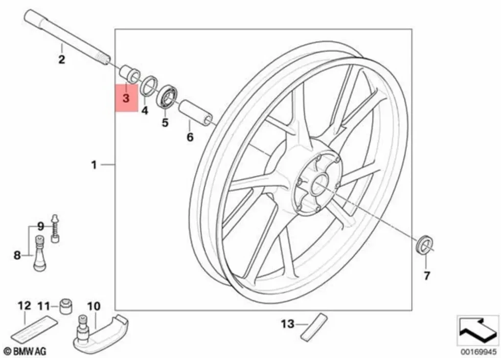 BMW K72 R13 priekinio rato tvirtinimo tarpiklis originalus 36317705571