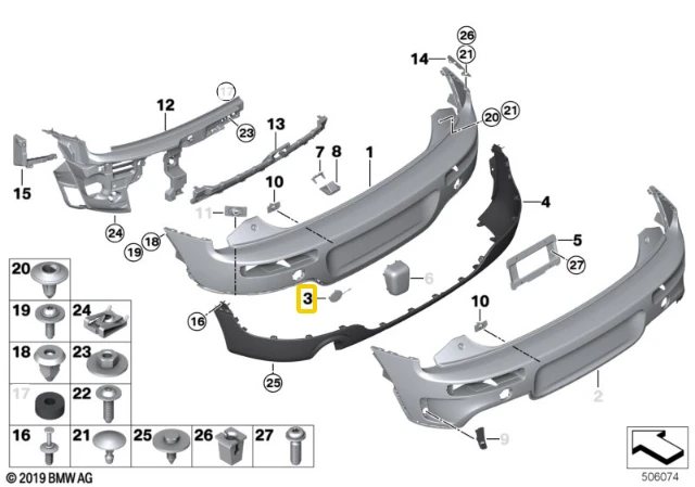 BMW Kairysis Bumperio Troselio Dangtelis 51127448115 Originalus