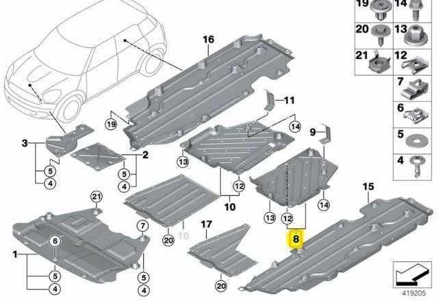 BMW Kėbulo apačia, galinė, kairė 51759808213 51759802311