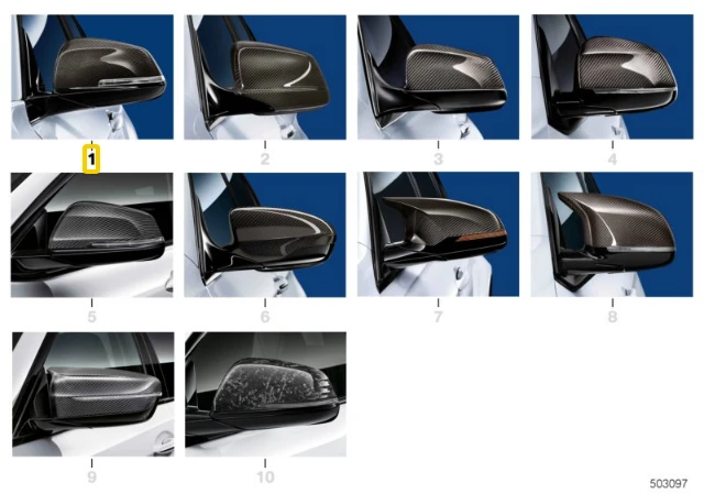 BMW Keleivio Dešinės Pusės Durų Veidrodžio Dangtelis 5 F07 F10 F11 Originalus 51162291440