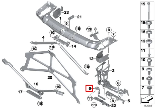 BMW Laikiklis Papildomas Aušintuvas Apačioje Dešinėje F20 F21 F22 F30 F31 F32 F33 Originalus 51747389932