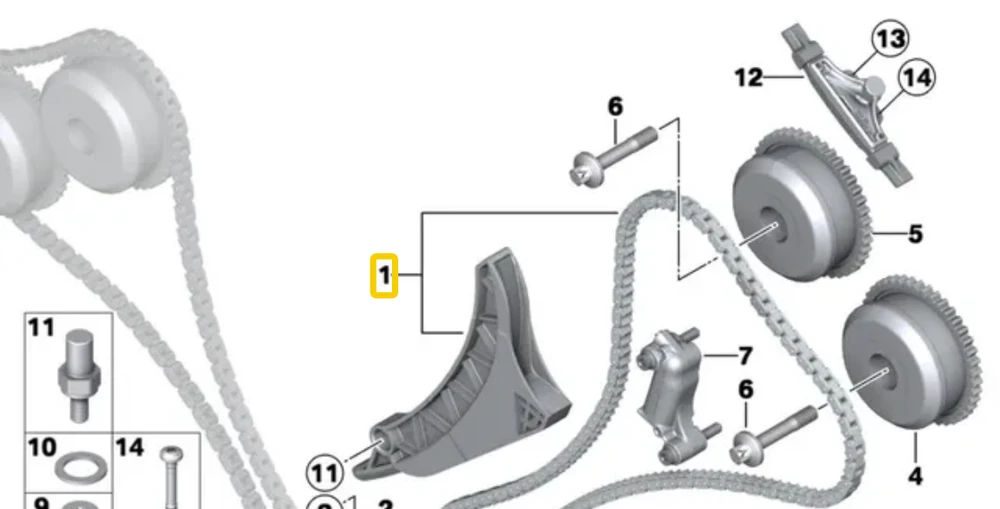 BMW Laikrodžio Grandinė su Tempimo Rėliu Originalus 11318658028