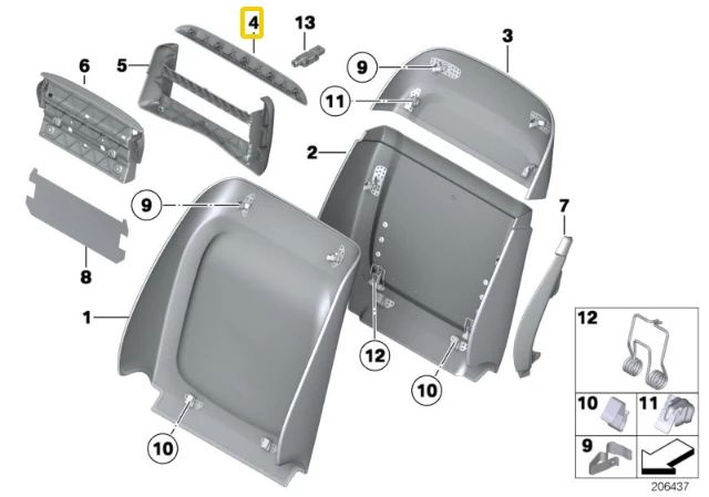 BMW LED Šviesos Įdėklas, Pagrindas Sėdės 5 F07 GT 7 F01 F02 F03 F04 X5 F15 X6 F16 Originalus 52107226812