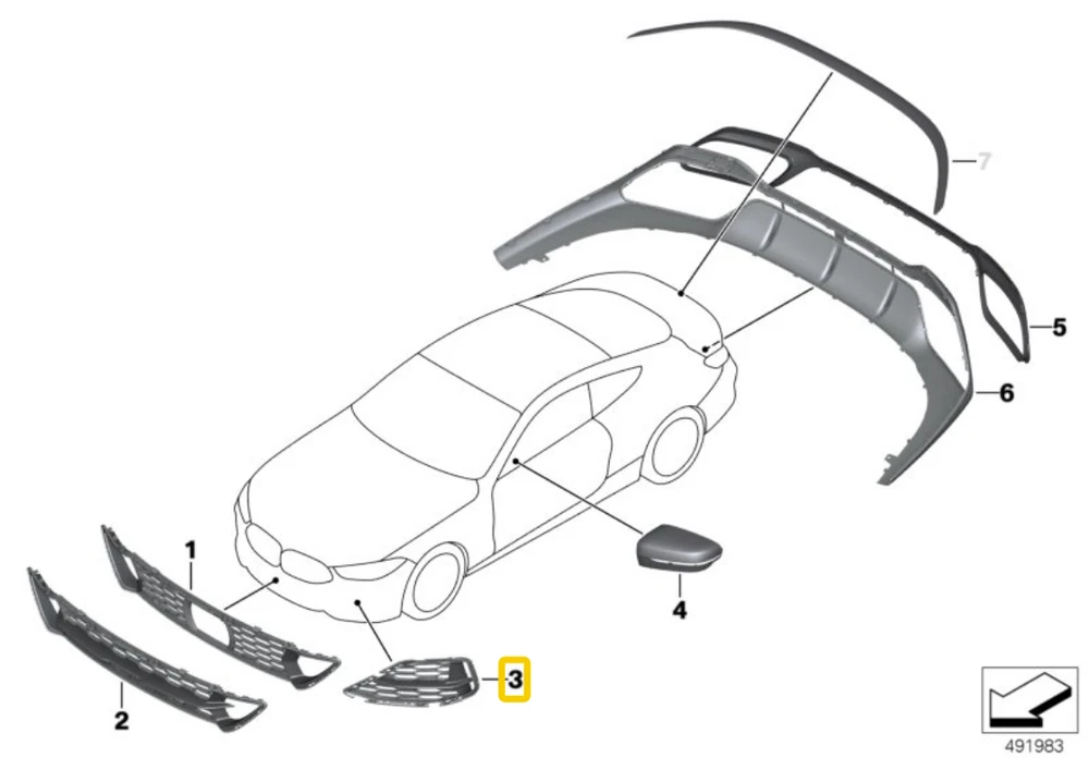 BMW Left finisher Originalus 51118074805 8' G14 (10/2017 — 12/2019) 8' G15 (10/2017 — 12/2019) 8' G16 Gran Coupé (05/2018 — 12/2019)