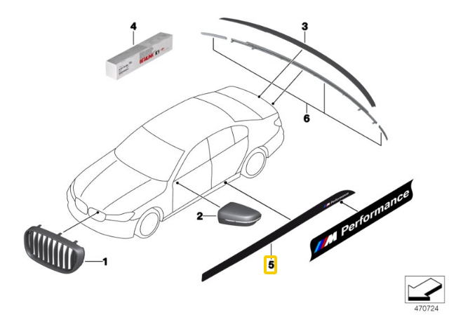 BMW M Performance Šoninis Skirtas G11 G12 2014-2019 Originalus 51142410442