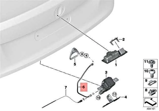 BMW M2 F22 F22 F23 F87 218d Bowdeno trosas avariniam atrakinimui originalus 51247304561