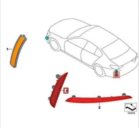 BMW M5 F90 Sedanas Galinis dešinysis atšvaitas Originalus 63147857006
