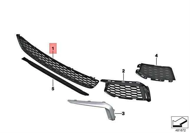 BMW F90 grotelių oro įleidimo angos vidurys Originalus 51118072980