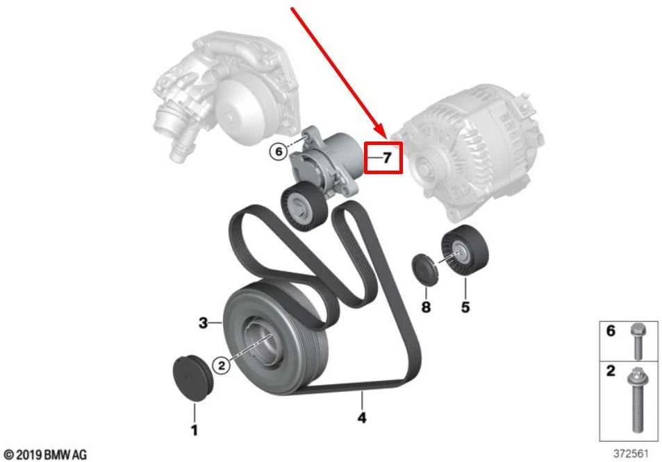 BMW Mechaninis Diržo Įtempiklis F20 F21 F22 F30 F31 Originalus 11287619248