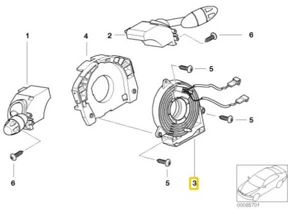 BMW MINI CABRIO R52 vairo kolonėlės slydimo žiedas originalus 61316800997