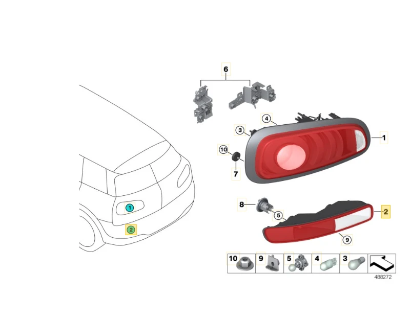 BMW MINI CLUBMAN F54 galinis bamperis dešinysis žibintas originalus 63217352158