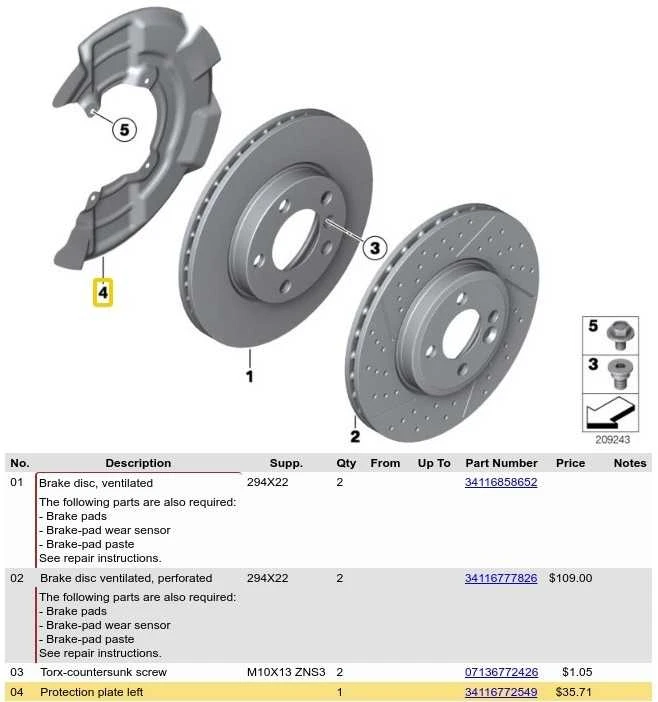 BMW Mini Cooper kairės pusės priekinis stabdžių dulkių skydelis NEW OEM 34116772549 originalus