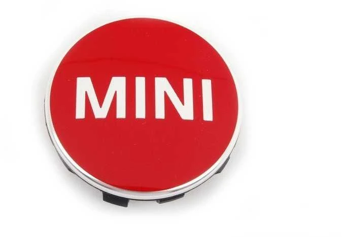 BMW MINI Cooper ratų centrinių dangtelių rinkinys 52 mm Čili raudonos spalvos originalus 36132354148
