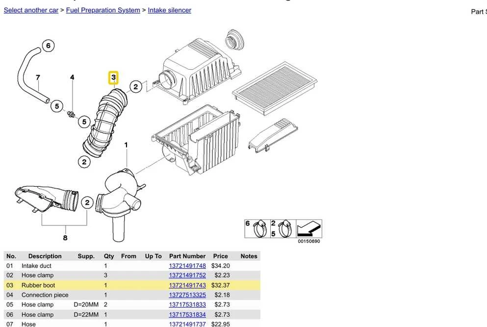 BMW MINI Cooper S viršutinė oro įsiurbimo kanalo žarna 02-08 R52 R53 13721491743 Originali