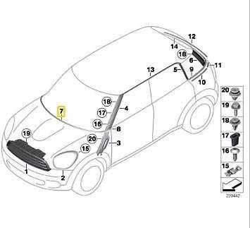 Bmw Mini Countryman Paceman Priekinis Zierleiste 51139810464