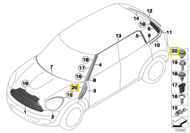 Bmw Mini Countryman R60 Paceman R61 Klipe Originalus 51139804996