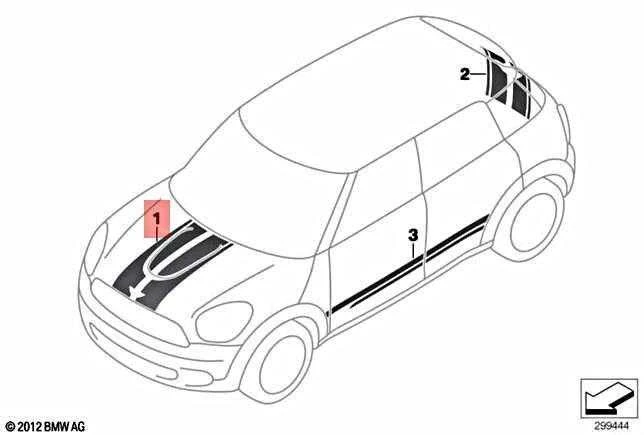 Bmw Mini Countryman R60 Variklio skyriaus dangčio apdailos juostelė Originali 51149813677