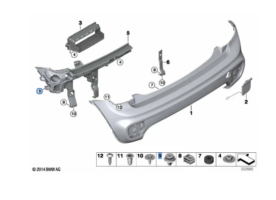 BMW MINI E84 F39 R56 Clubman montavimo apdailos spaustukų rinkinys, 5 vnt., įvairios paskirties, originalus 07142754954