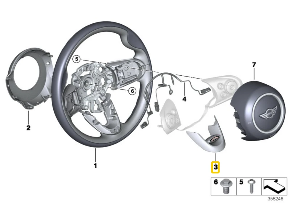 BMW Sportinio Vairo Apatinė Dalis MINI F56 F55 F54 F57 Originalus 32306864894