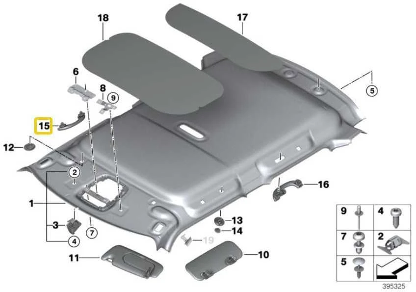 BMW MINI F54 Priekinė interjero rankena pilkos spalvos originali 51167367784