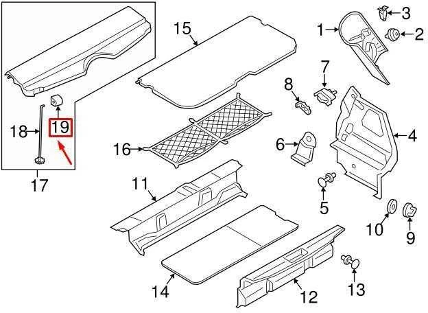 BMW MINI F55 F56 Bagažinės siuntų lentyna Bump Stop guminis buferis 51467388912 Originali