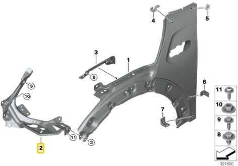 BMW MINI F55 F56 Cabrio F57 Priekinio dešiniojo žibinto laikiklis 51647301600 Originalus