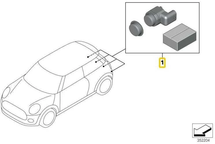 BMW MINI F55 Galinio stovėjimo atstumo kontrolės įrengimo rinkinys Originalus 66202287371